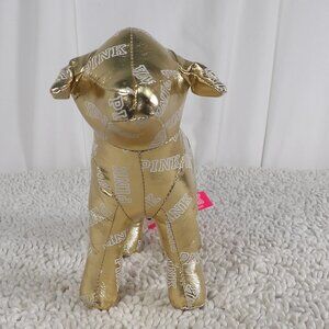 VICTORIA SECRET VS PINK 7" Gold Metallic Stuffed Animal Puppy Dog Plush Toy